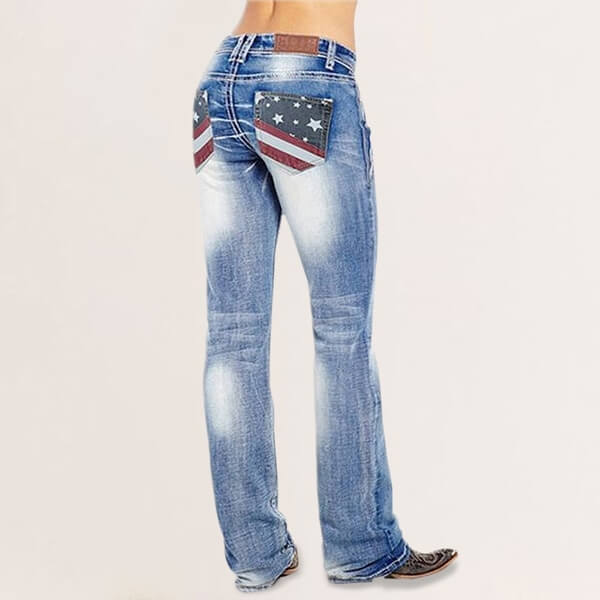 Damernas bootcutjeans med flaggdetaljer – Madison