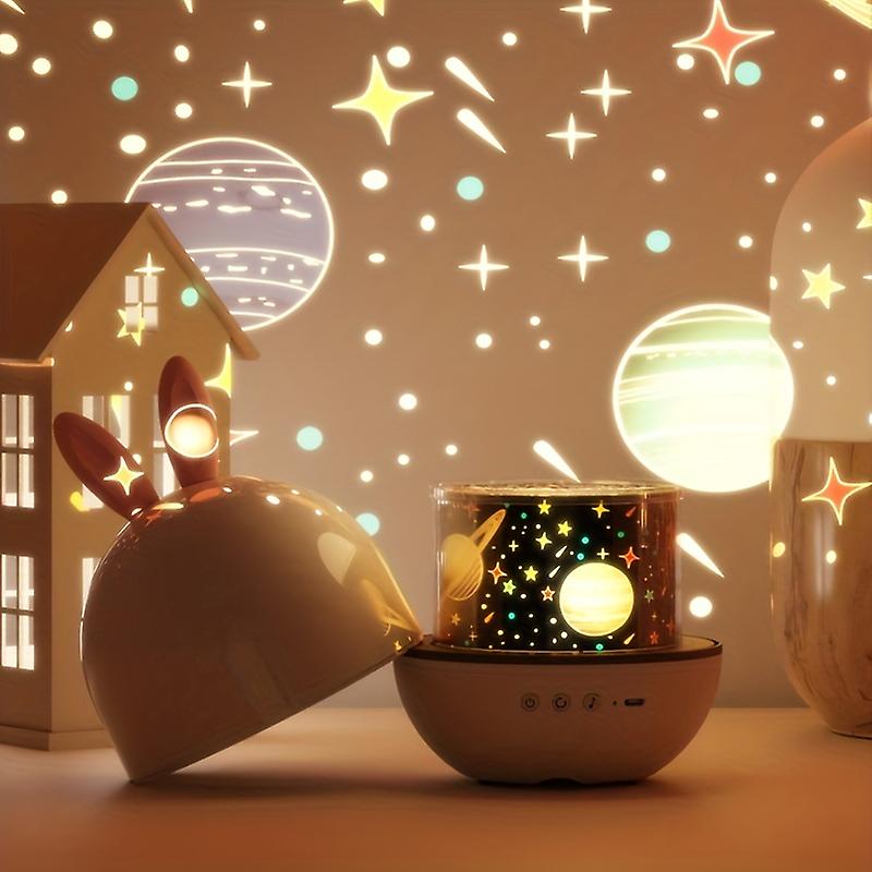 Nachtlicht Projektor Kinder, Sternenhimmel, Planeten, LED, USB, weiß, dekorativ, Schlafzimmer