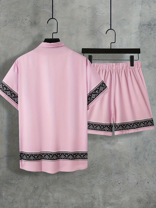 Boho sommarset för herrar, tvådelat: skjorta och shorts, avslappnat - Malik