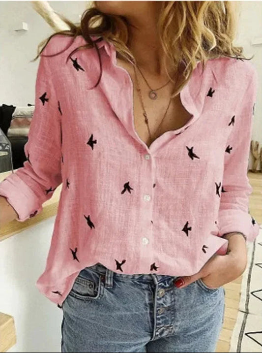 Höstlig vintageblus i linneblandning – Clara