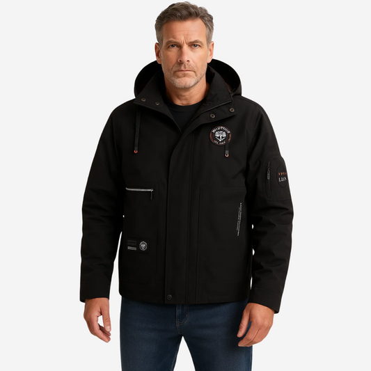 Herrjacka för utomhusbruk, vattentät med huva och rutigt foder – Jorrit