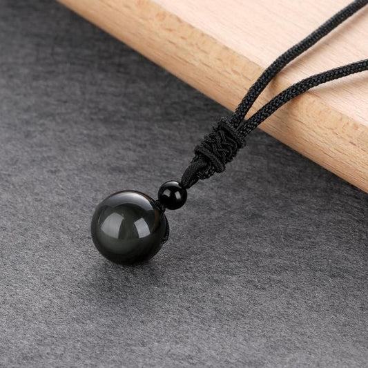 Schwarze Perlenkette mit verstellbarem Lederband, handgefertigt, Vintage-Stil, Unisex-Schmuck.