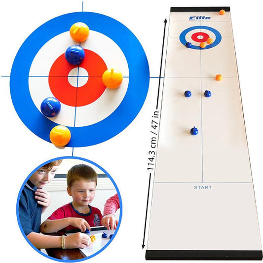 Mini-bordcurlingspel för hemmet med glidstenar och magnetstänger