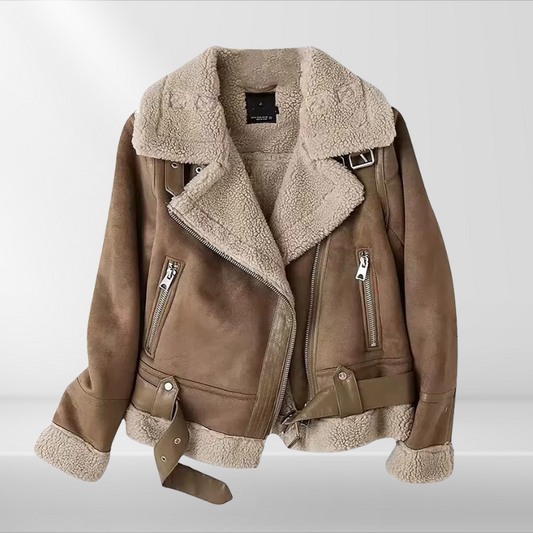 Dam Sherpa-bomberjacka i fleece med dragkedja – Amira