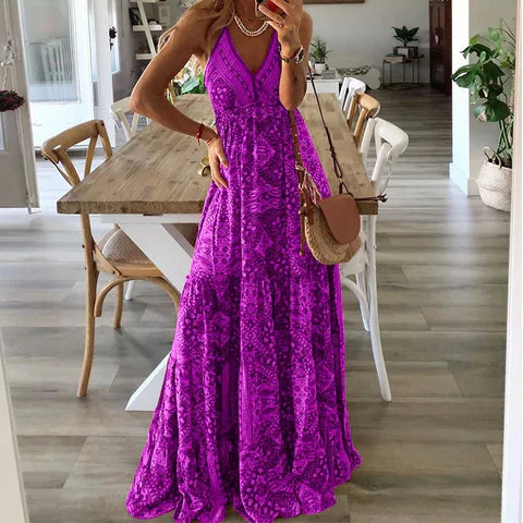 Sommar Boho-maxiklänning med blommönster – Isabella