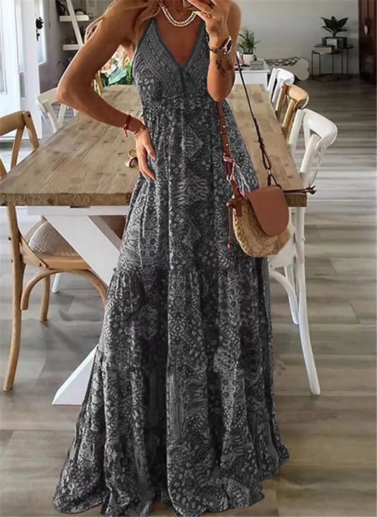 Sommar Boho-maxiklänning med blommönster – Isabella