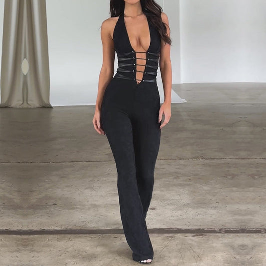 Svart genomskinlig jumpsuit med snörning – Noa