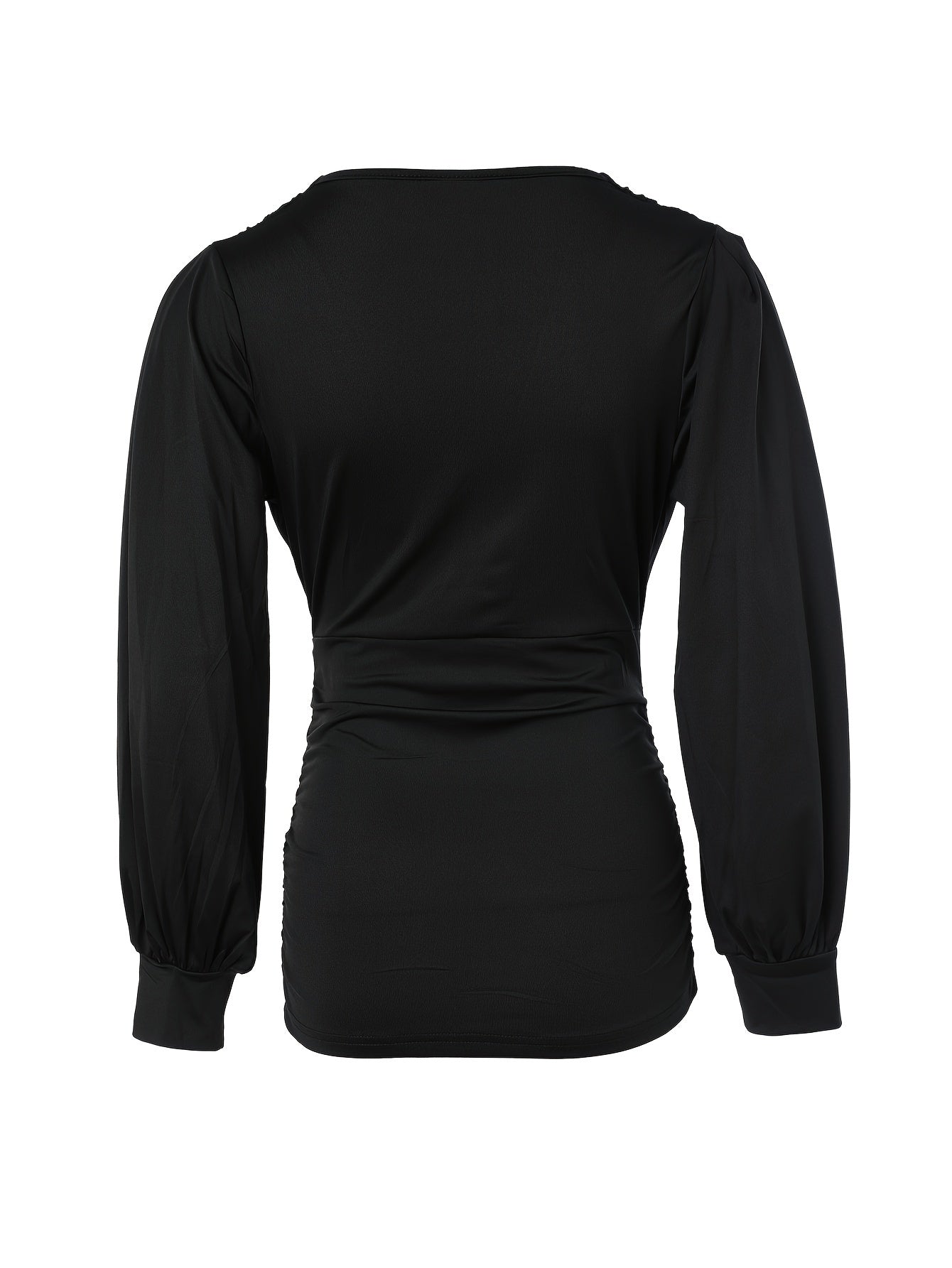 Schwarzes Damen-Langarmshirt, elegantes Design, weicher Stoff, ideal für Freizeit und Büro.