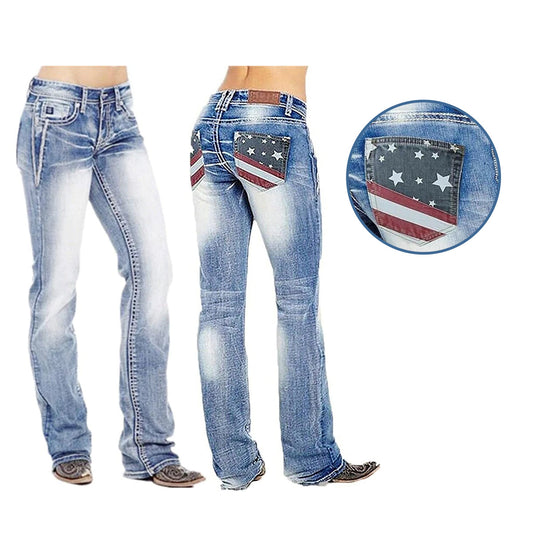 Damernas bootcutjeans med flaggdetaljer – Madison