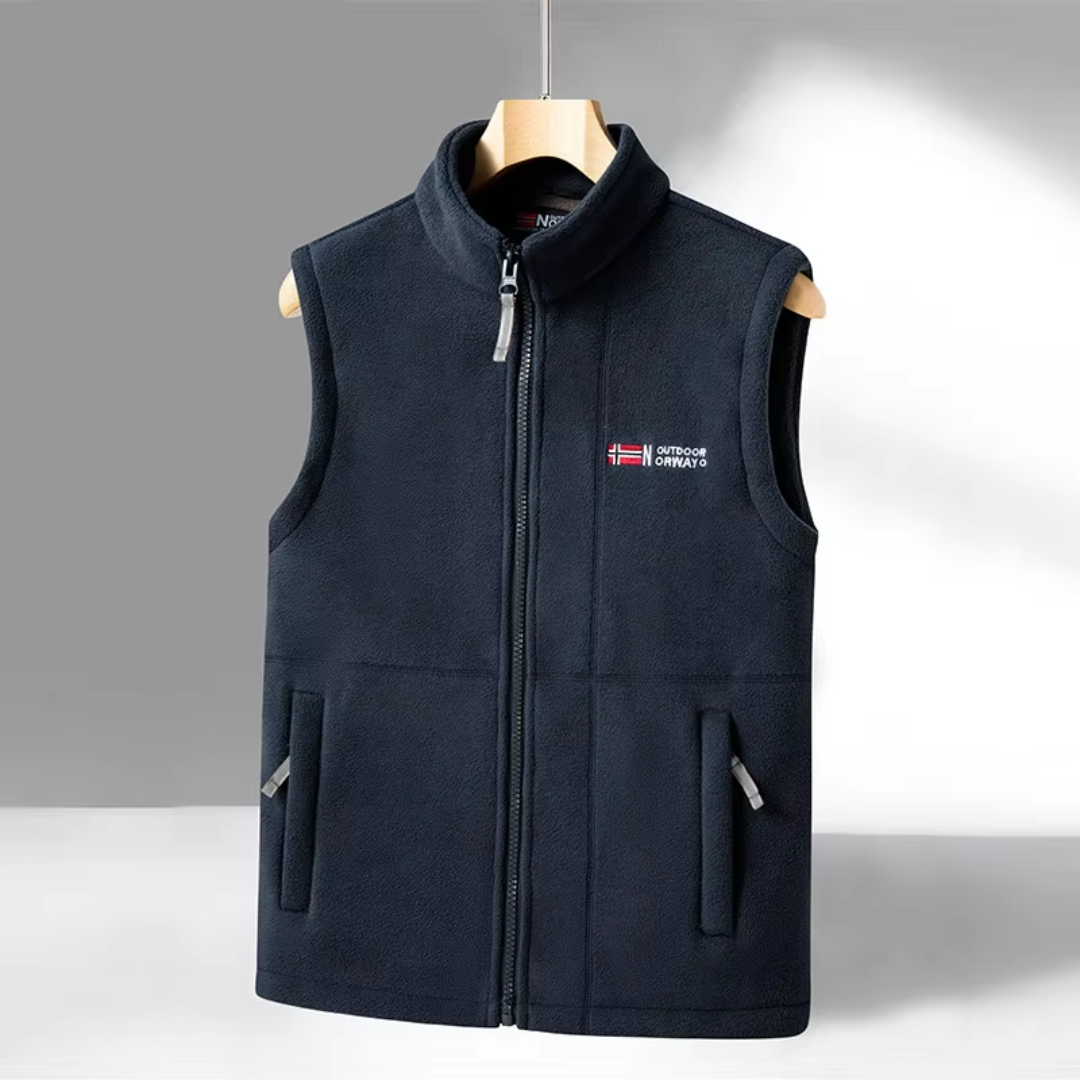 Fleece-outdoorväst för herr – Fodrad med stående krage – Kaspar