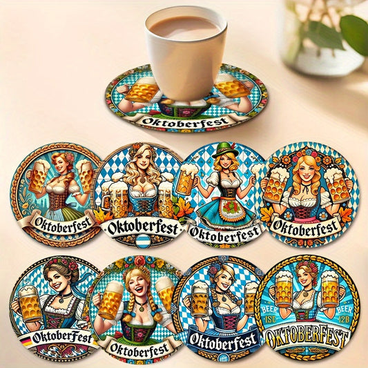 Set med träunderlägg (2×8 stycken) – BierMädchen Oktoberfest 2026