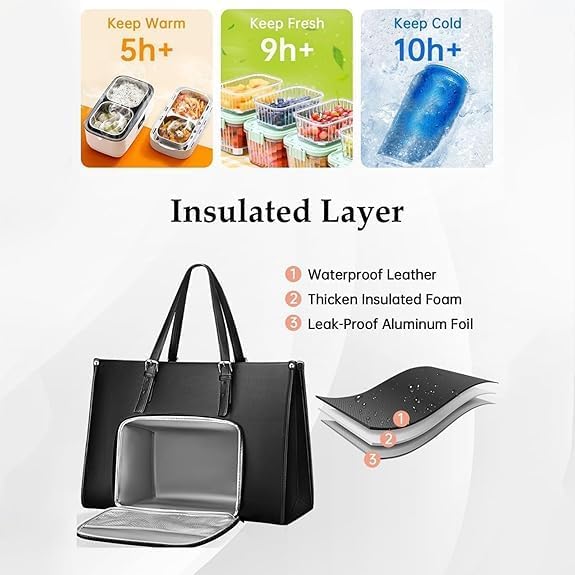 Isolerad lunchväska för damer med laptopfack