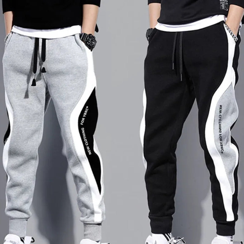 Höstliga herrpatchwork-joggers med dragsko – Rafael