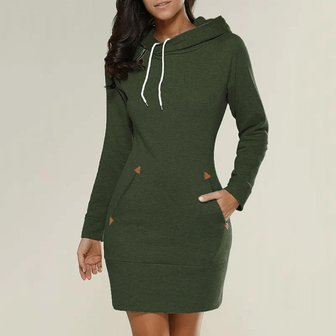 Höstlig hoodie sweatkjol med fickor - Isabella