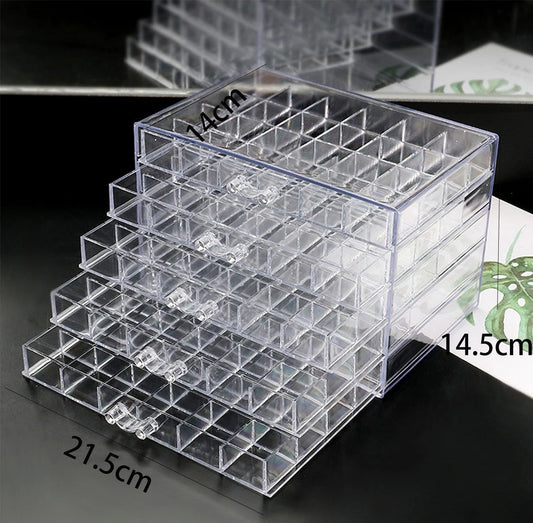 Klarer Acryl-Organizer mit 5 Schubladen, 14x14x21,5 cm, ideal für Kosmetikaufbewahrung.