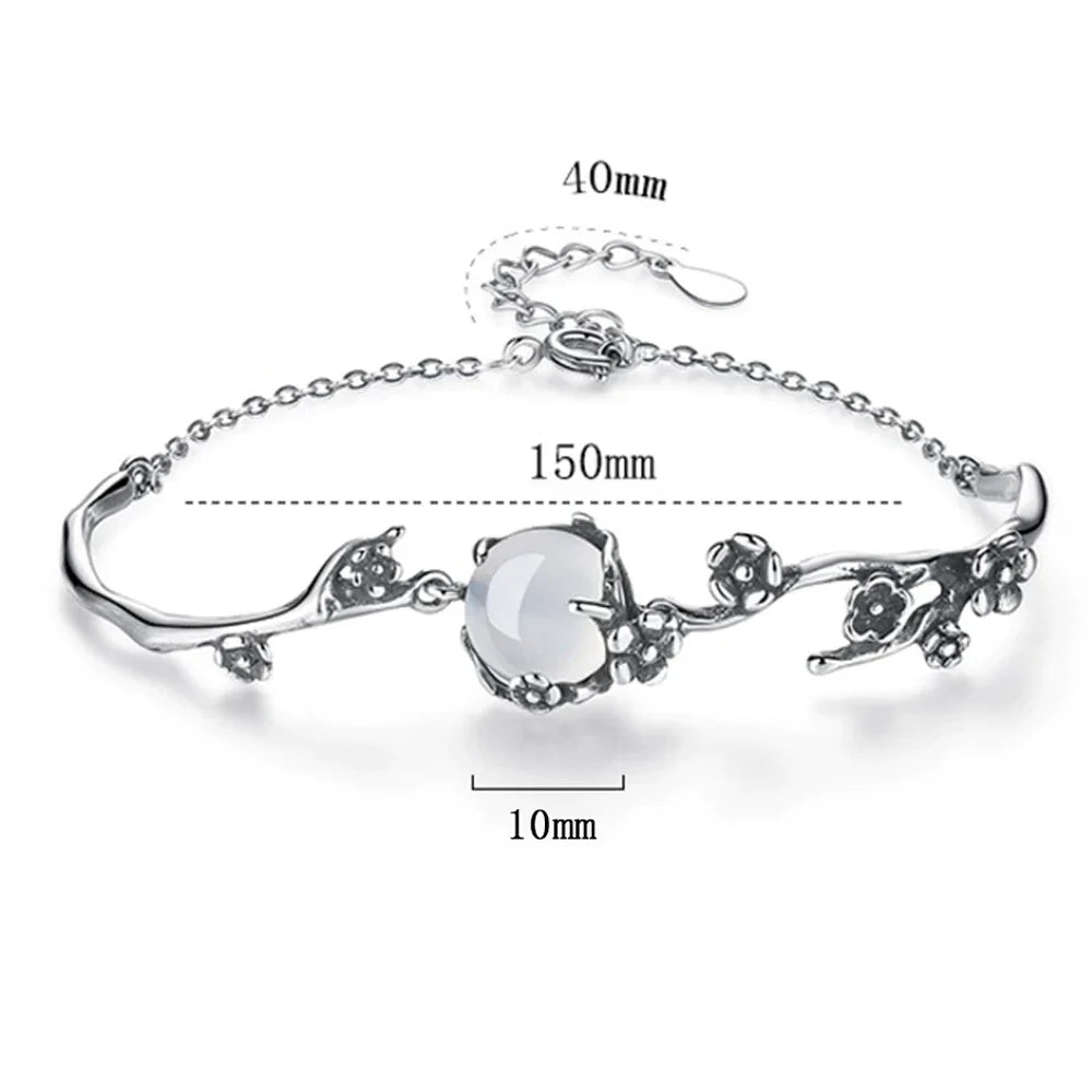 Silberarmband mit Blumenmuster, verstellbar, 150mm, elegantes Design, Damen-Schmuck.