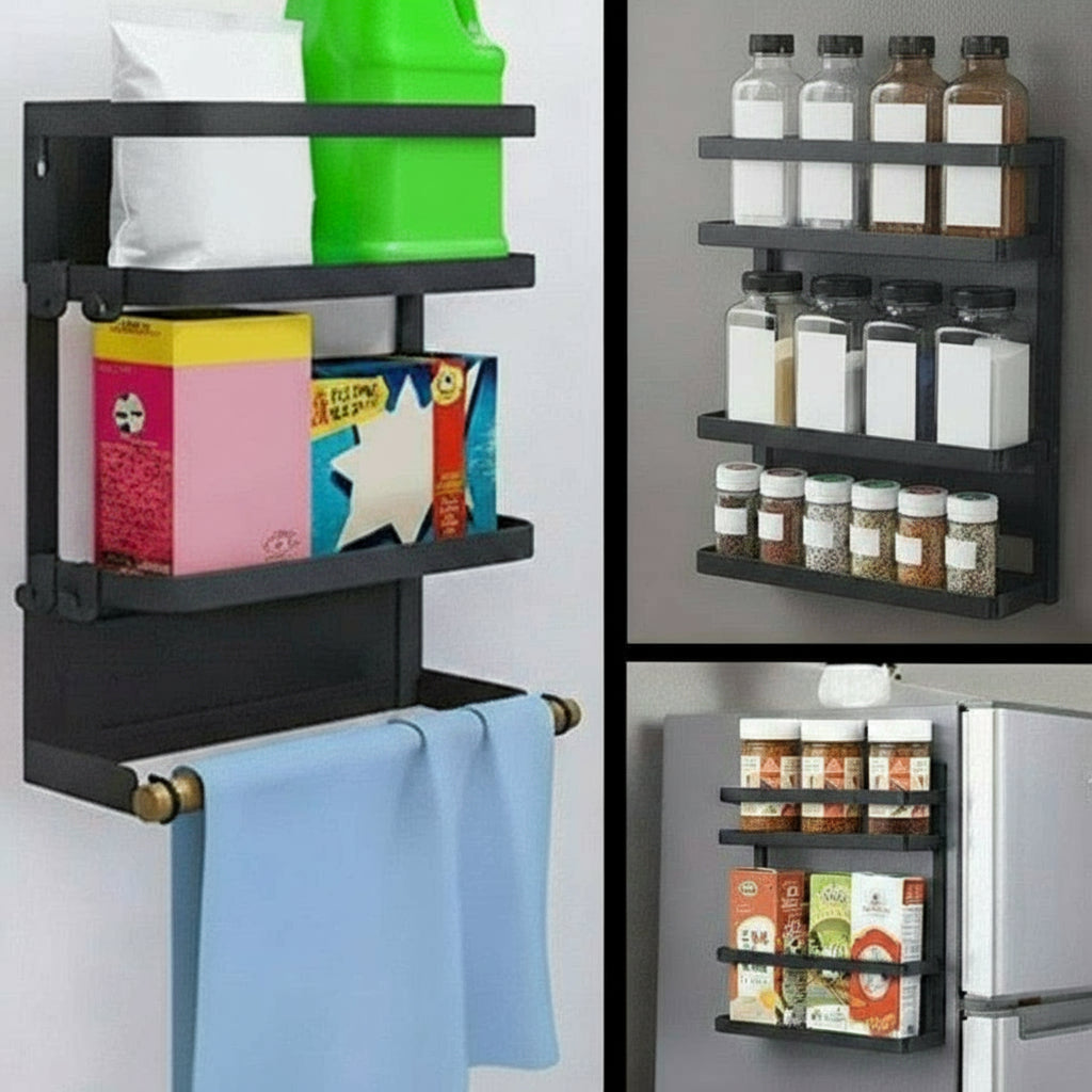 Magnetisk kryddhylla för kylskåp med hållare för hushållspapper – Oryden