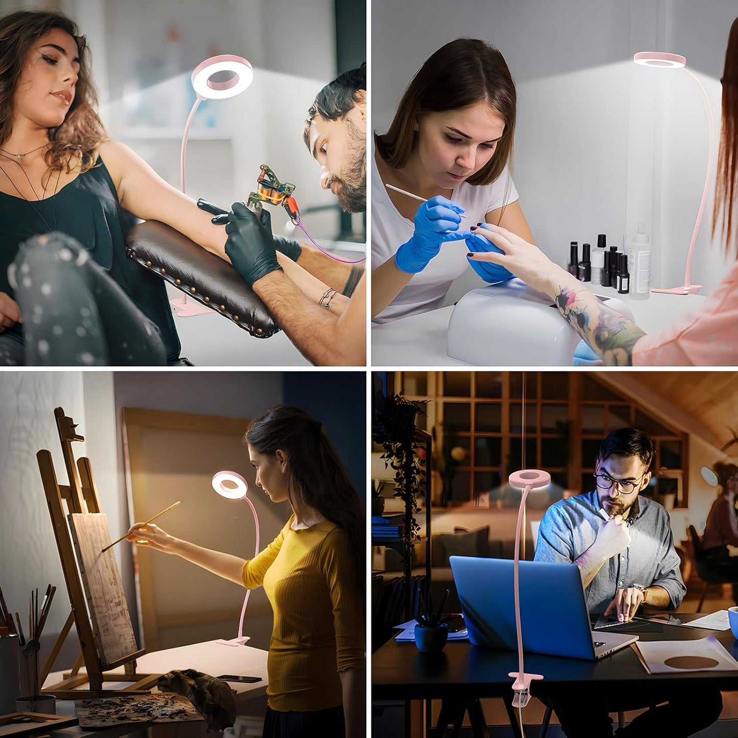 3 färglägen LED-klämlampa för skrivbord med flexibel svanhals – Selvara (1+1 GRATIS)