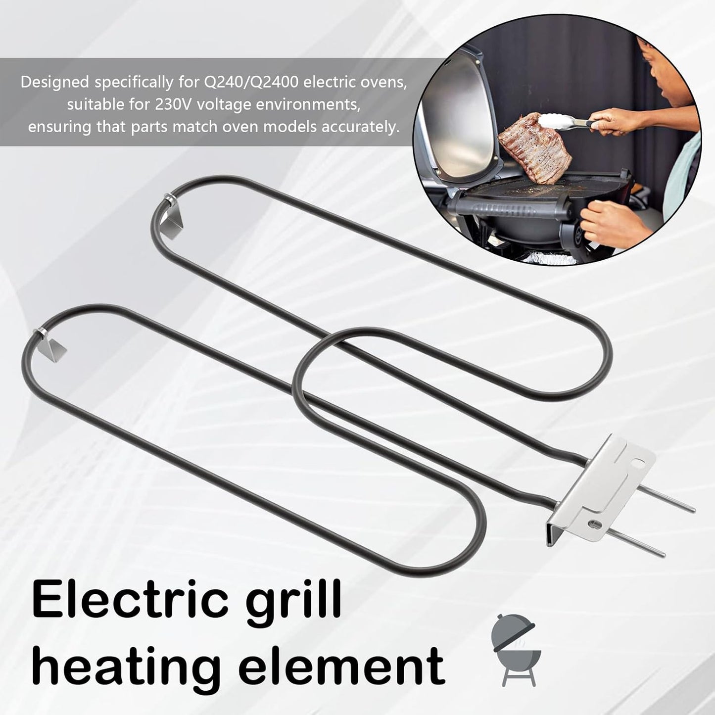 Högpresterande värmespiral i rostfritt stål 2200 W för utomhus-elgrill – Zeythra