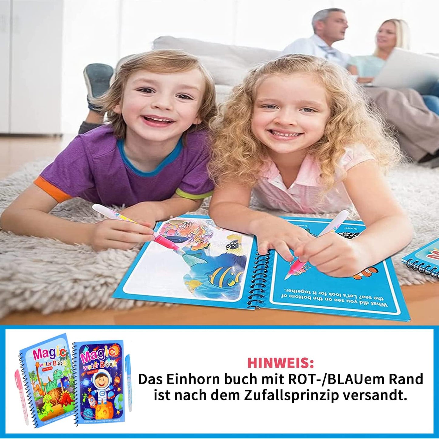 Set med 4 återanvändbara akvarellböcker - AquaColor-böcker