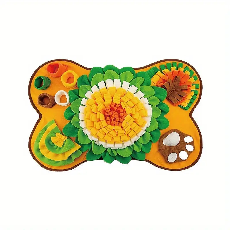 Hundeschnüffelteppich in Knochenform, gelb-grün, interaktives Spielzeug, Beschäftigungsmatte.