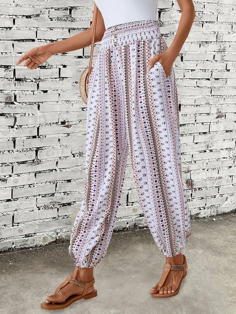 Boho-chic dambyxor med grafiskt tryck – Solara