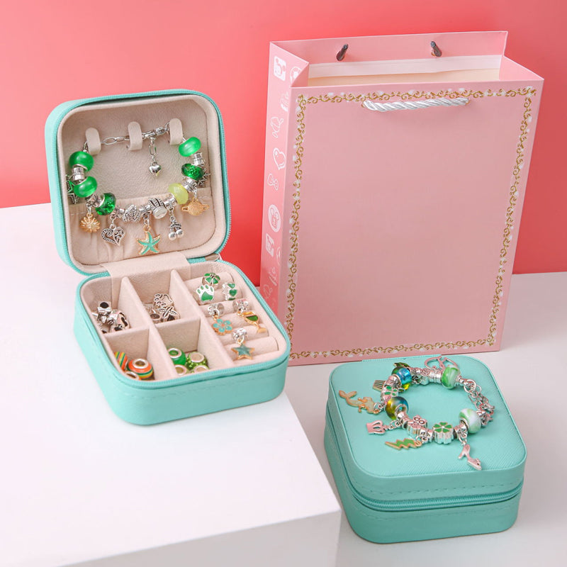 DIY-armbandsset för barn med pärlor, hängen och presentask