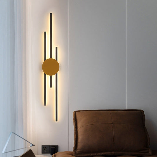Moderne LED-Wandleuchte, vertikale Streifen, goldener Kreis, Wohnzimmer, Schlafzimmerbeleuchtung.