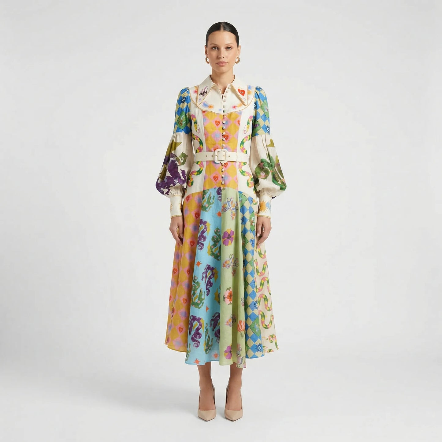 Ausgestelltes Midi-Kleid Mit Grafischem Allover-Print - Natasha