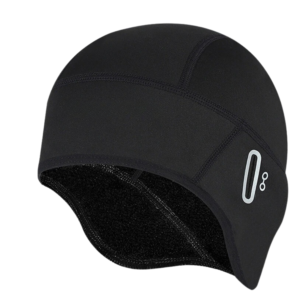 Schwarze atmungsaktive Neopren-Schwimmkappe, wasserdicht, für Triathlon und Wassersport.