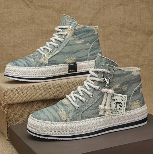 Herr High-top denim-sneakers med greppsåle och ankelstöd – Jarek