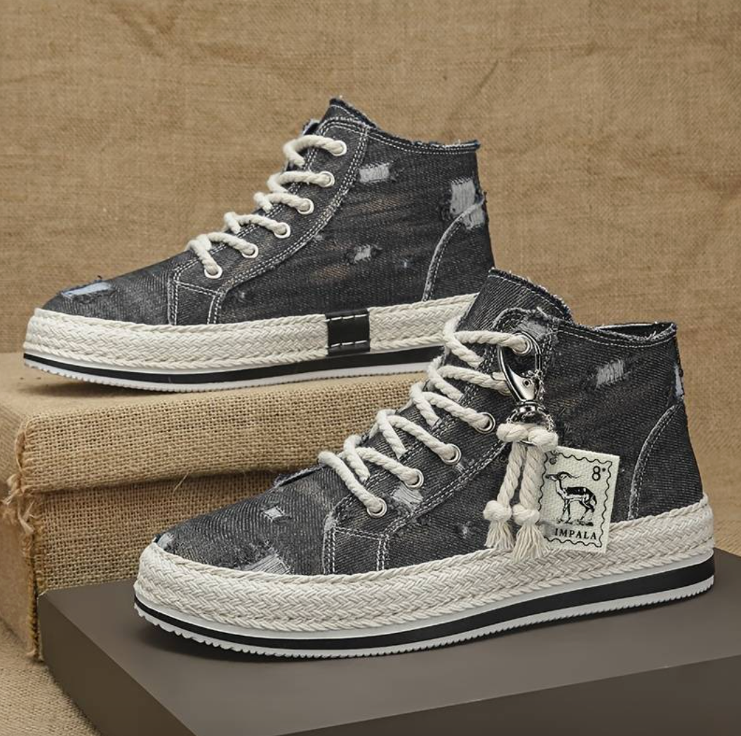 Herr High-top denim-sneakers med greppsåle och ankelstöd – Jarek