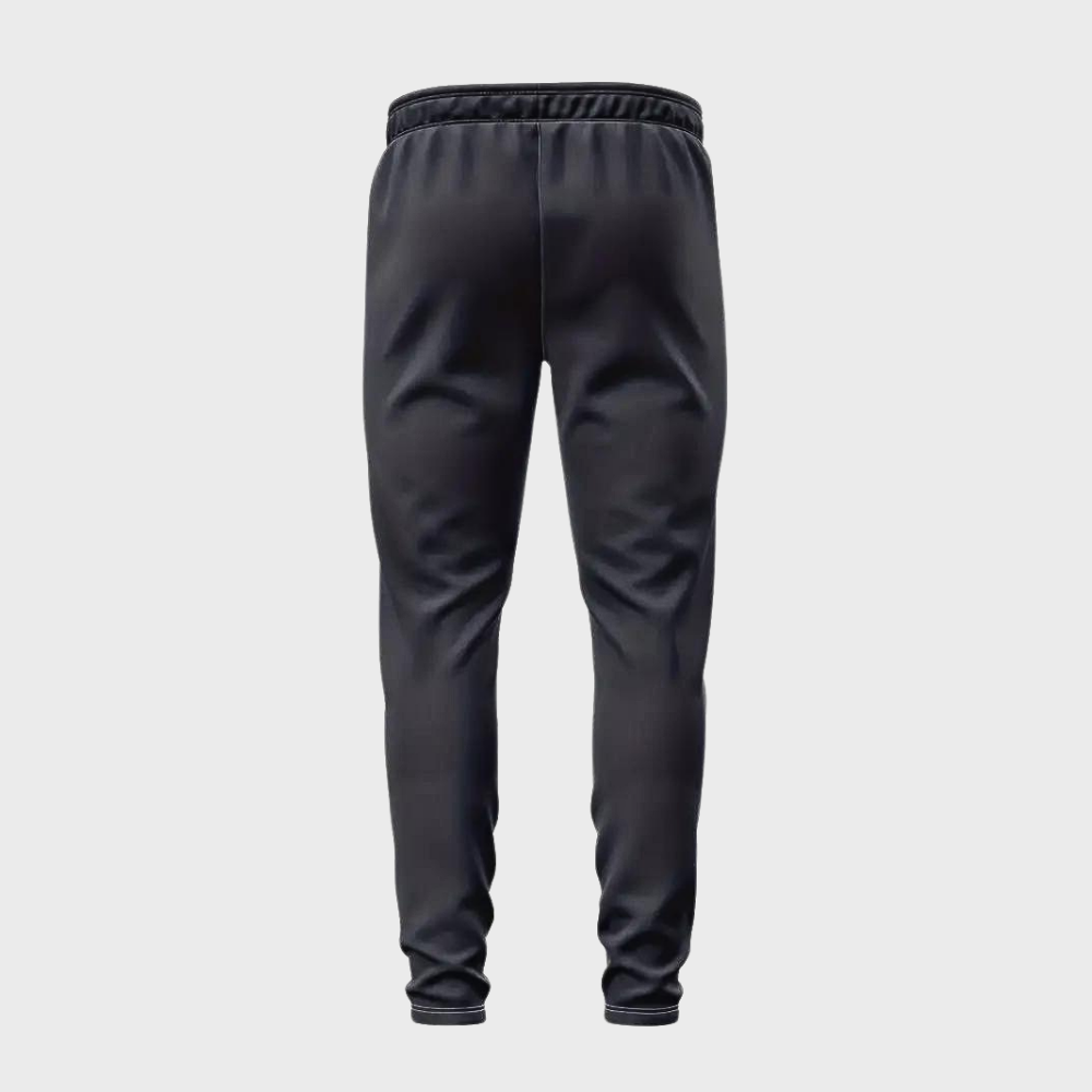 Schwarze Jogginghose aus Baumwolle, elastischer Bund, sportlich, bequem, Herrenmode.