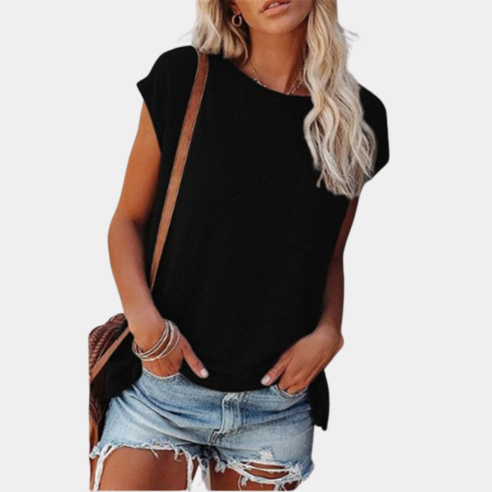 Avslappnad dam sommar t-shirt – Linae