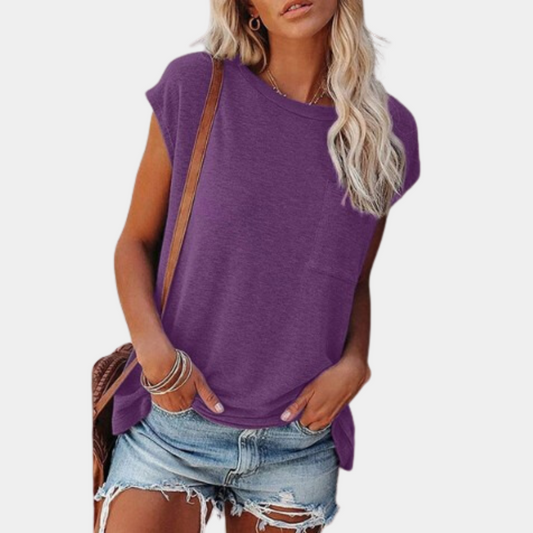 Avslappnad dam sommar t-shirt – Linae