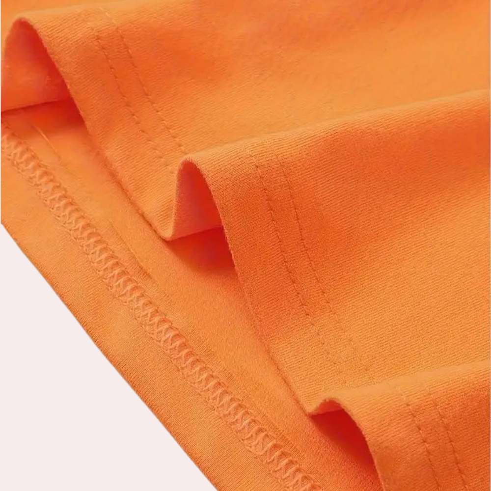Orange herr-T-shirt med rund halsringning – Jaron