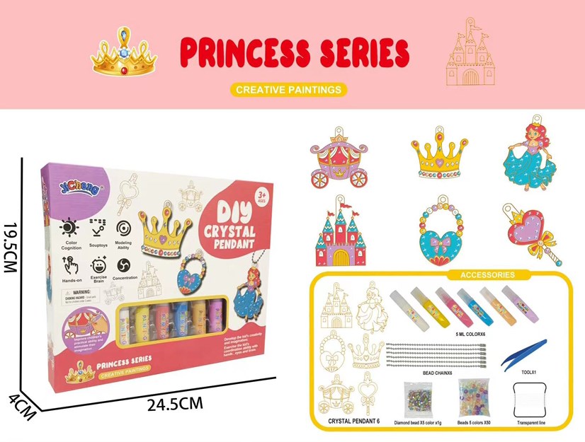 DIY Kristallanhänger Set für Kinder, Prinzessinnen-Motive, Malset, kreative Bastelideen.