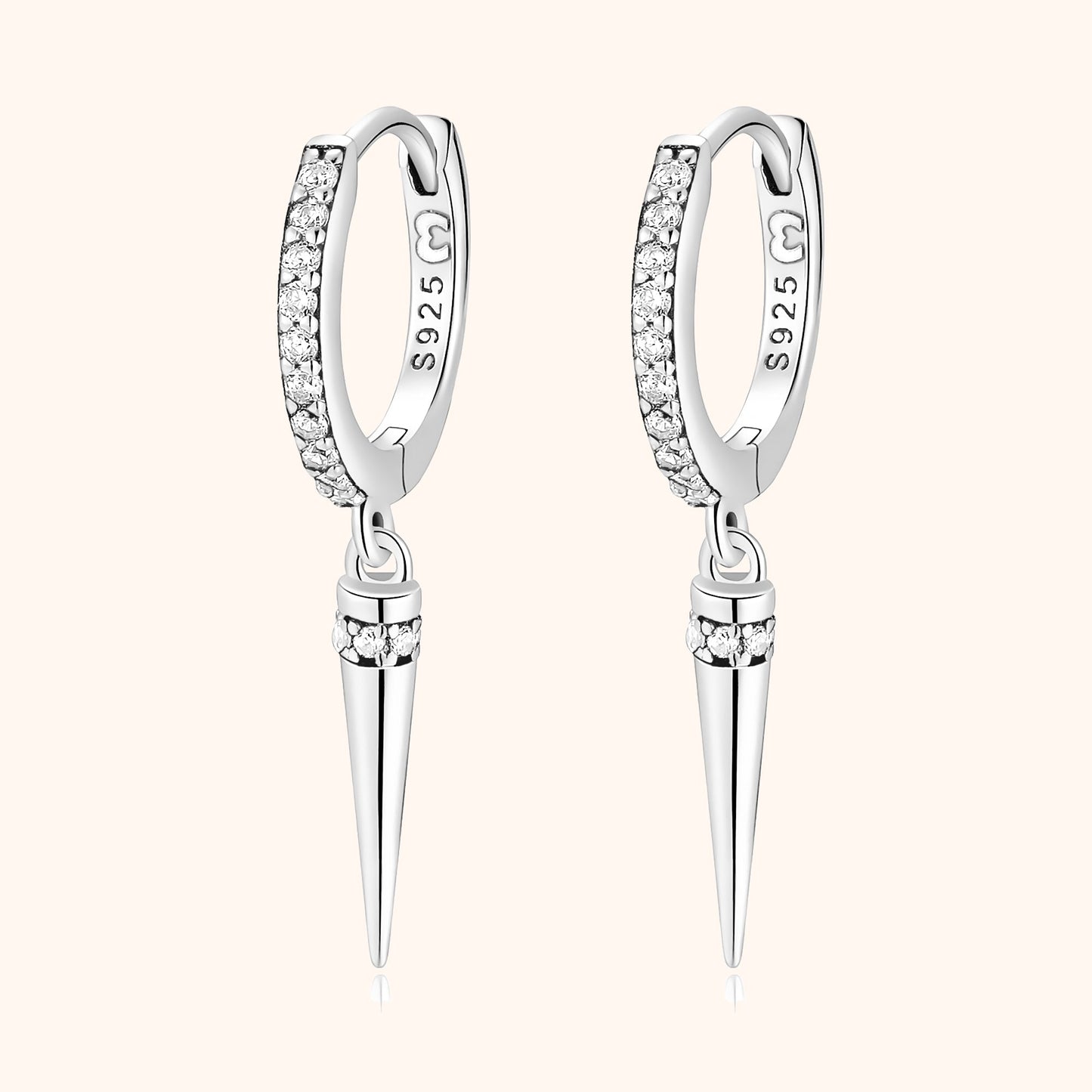 Silberne Ohrringe mit Zirkonia und Anhänger, S925, eleganter Schmuck, Damenaccessoire.