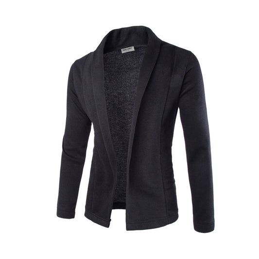 Schwarzer Herren-Casual-Cardigan, langärmelig, modisch, hochwertig, einfarbig.