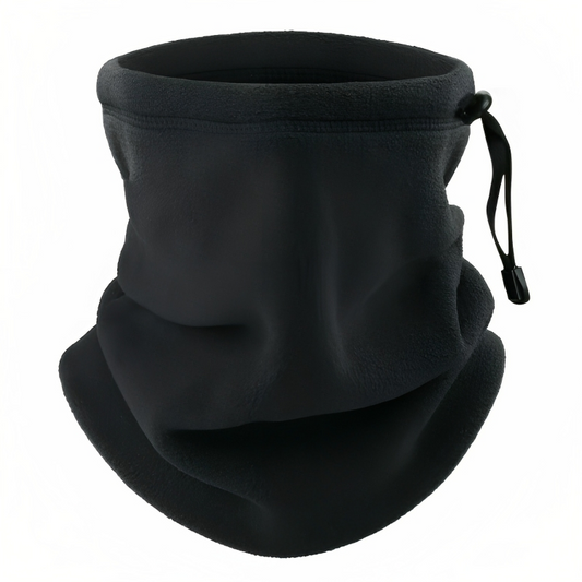 Schwarzer Fleece-Schlauchschal, verstellbar, warm, ideal für Outdoor-Aktivitäten im Winter.