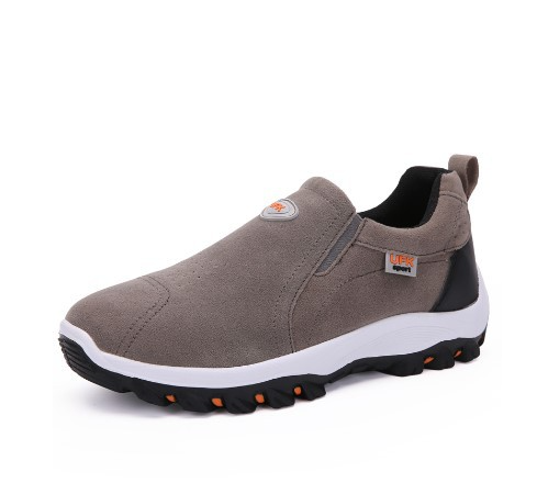 Grauer Herren-Sneaker, rutschfeste Sohle, atmungsaktiv, bequem, sportlich, UFK-Logo.