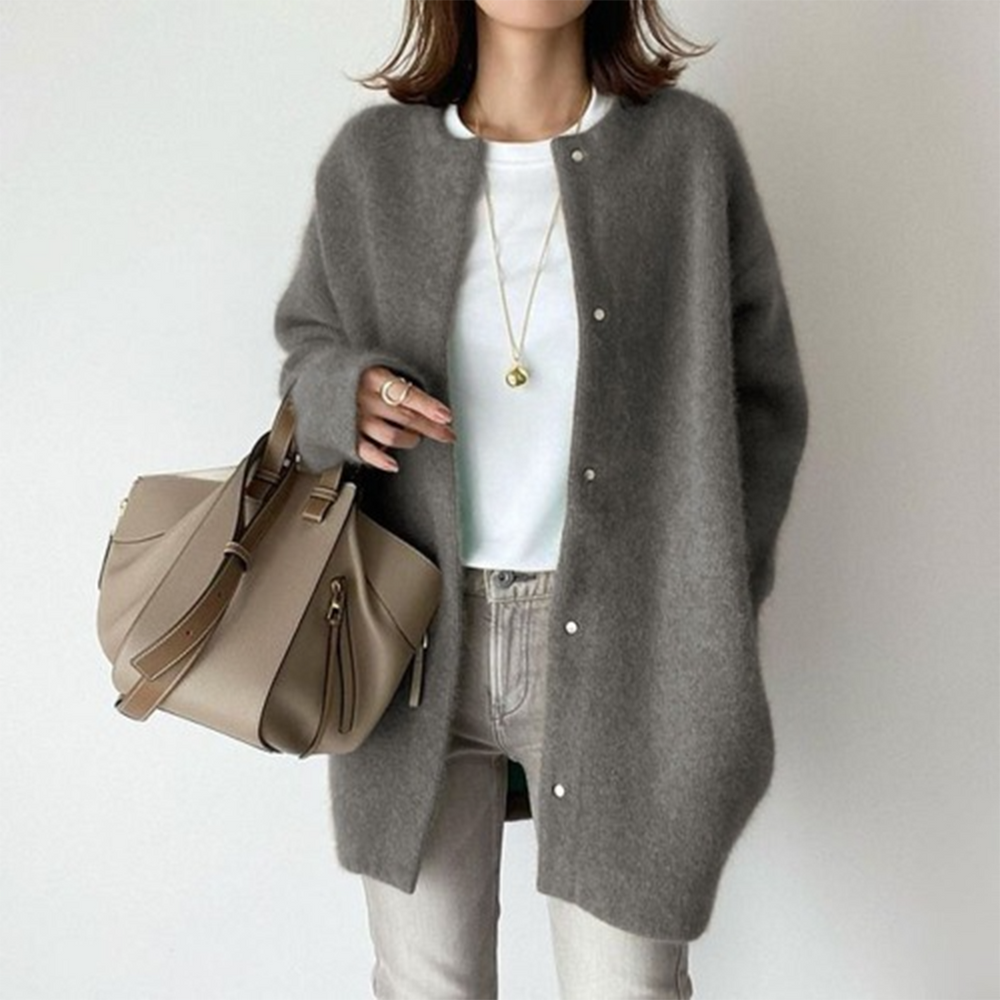Långärmad dam cardigan med fickor – Liora