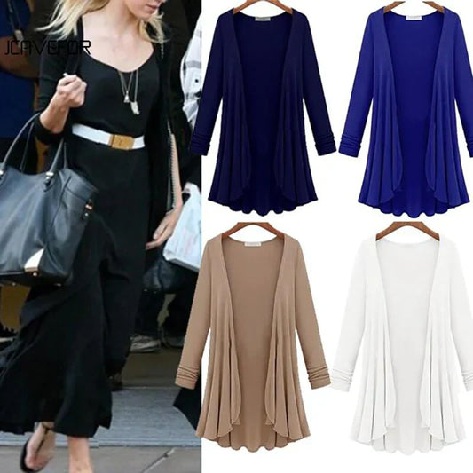 Stickad cardigan för damer med volanger – Chiara höstmagi