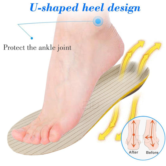 Orthopädische Einlegesohle, U-förmiges Fersendesign, Fußstütze, Knöchelschutz, beige.