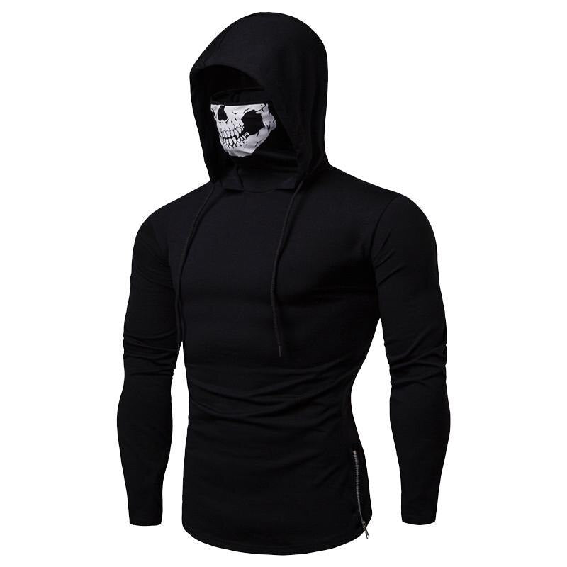 Hoodie för herr med integrerad dödskallemask – Höstupplaga ShadowX