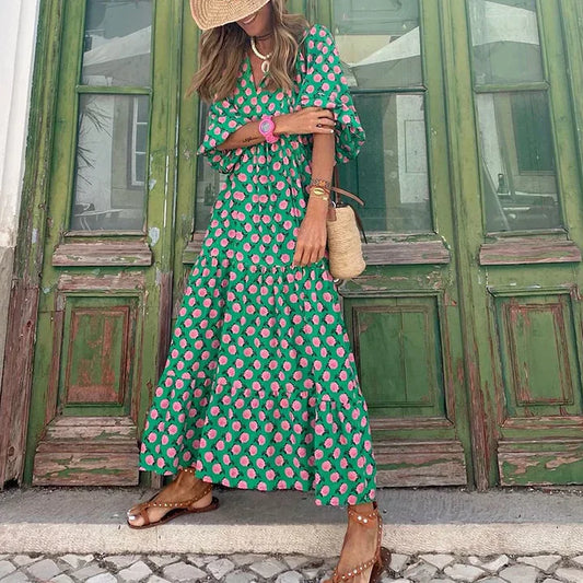 Boho sommarklänning i Ibiza-stil med lös passform – Elira