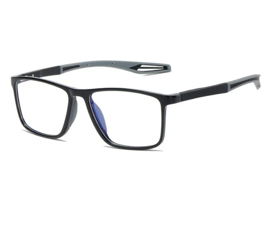 Schwarze Herren-Sportbrille, ultra-leicht, anti-blaues Licht, rechteckig, Lesebrille.