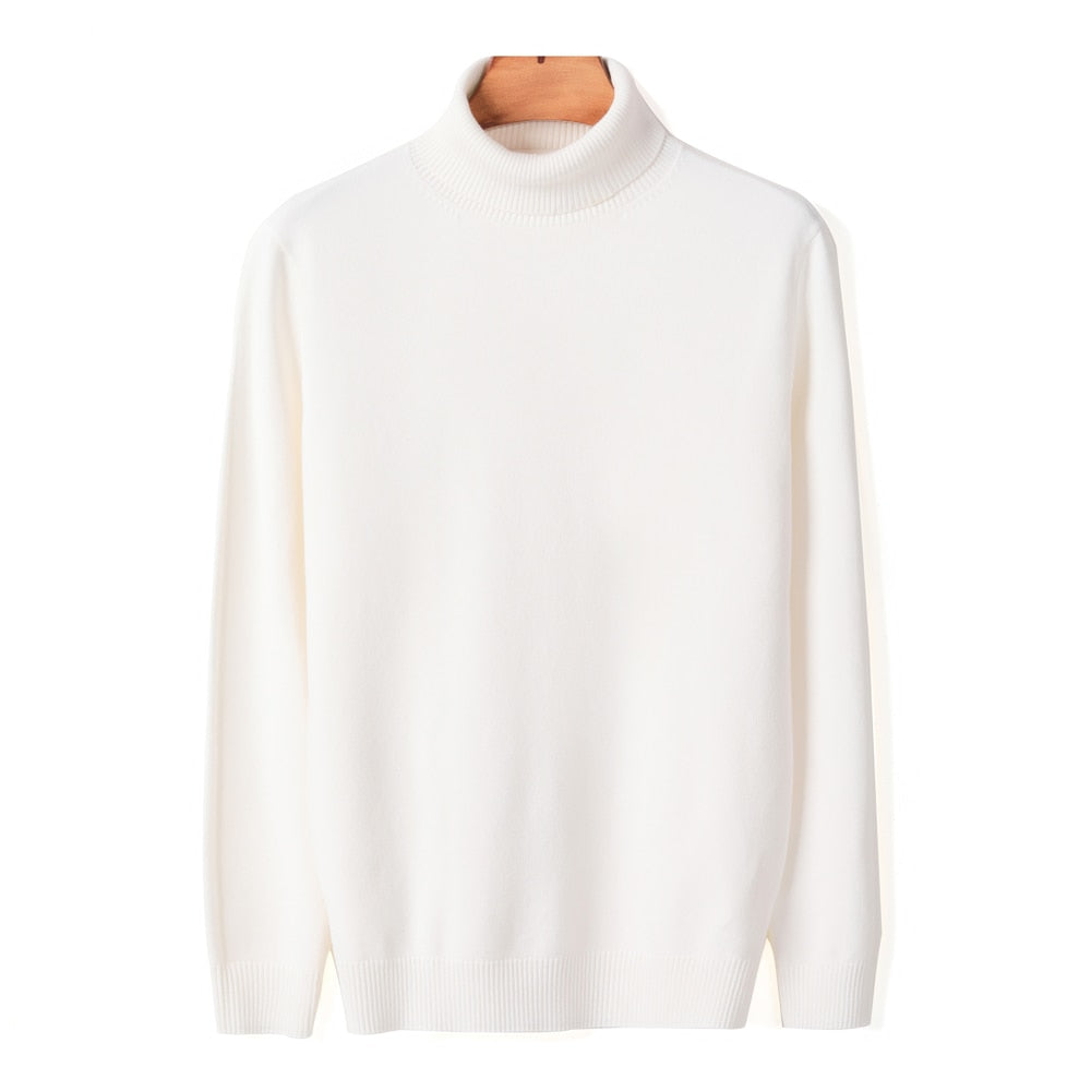 Weißer Rollkragenpullover aus Kaschmir, Unisex, elegant, warm, Wintermode, hochwertig.