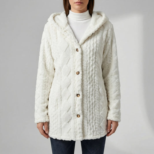 Hooded Faux Fur Button-Front Coat - Amy