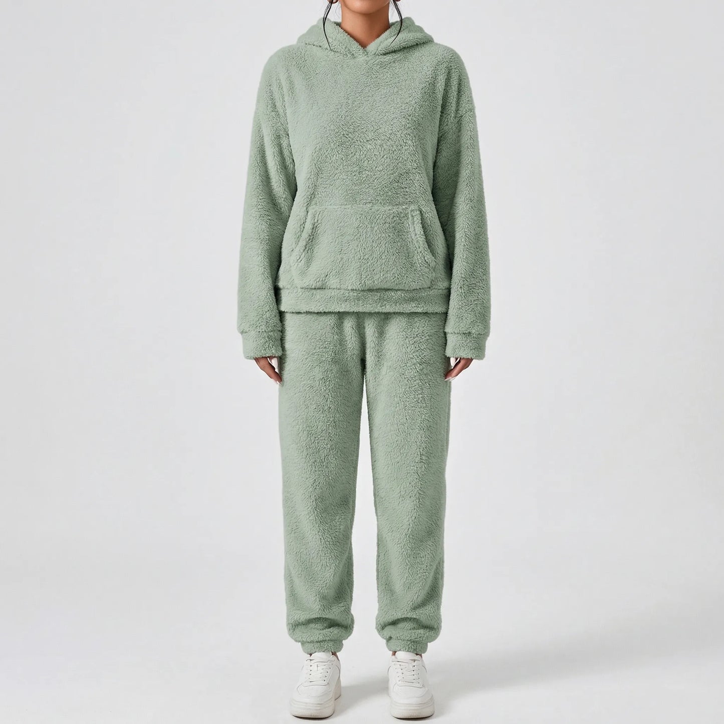 Hooded Fluffy Two-Piece Lounge Set - Marsha